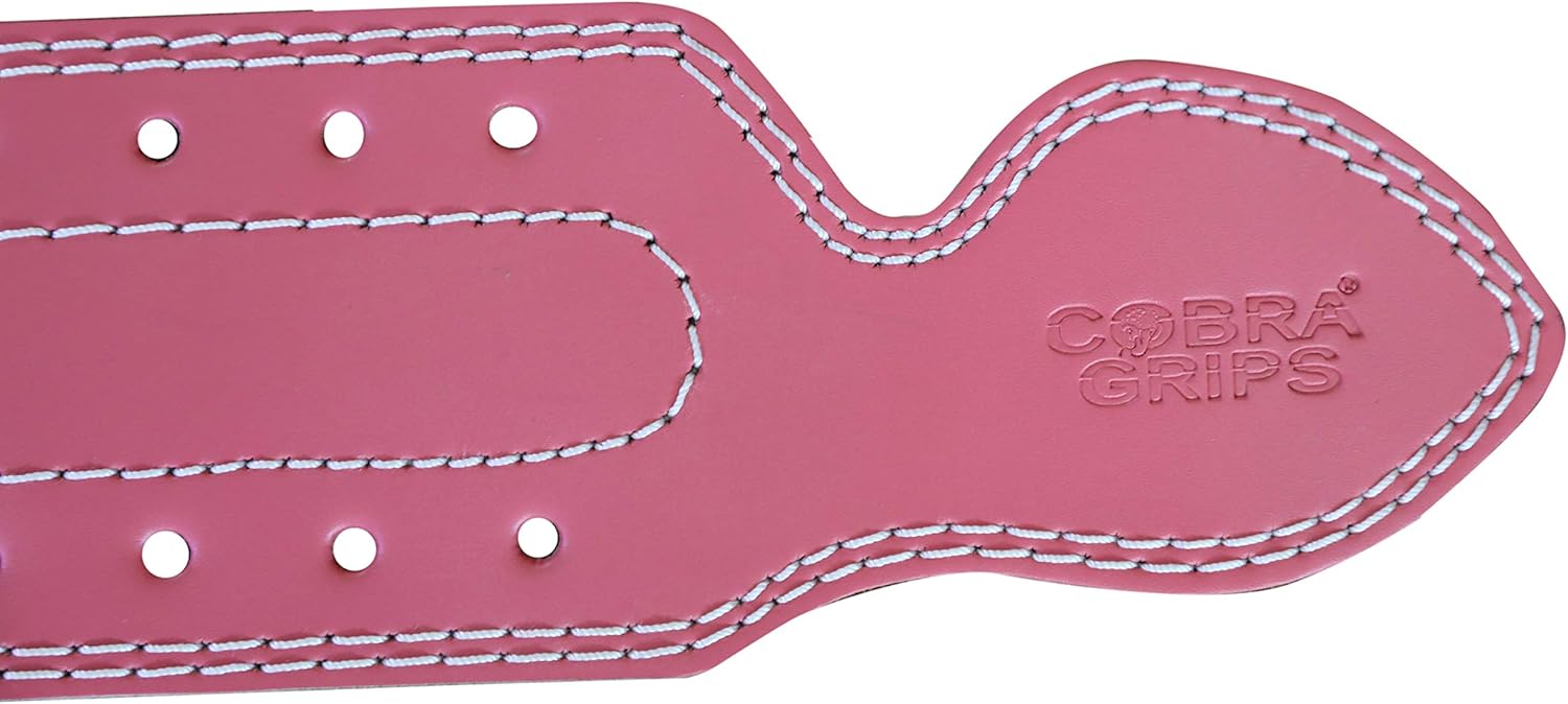 Weight Power Lifting Belt 4” Wide Cobra Grips Best Premium Genuine Leather Belt For Men & Women Adjustable Weightlifting Back Support (Pink, Small 27"-35") - Image 5