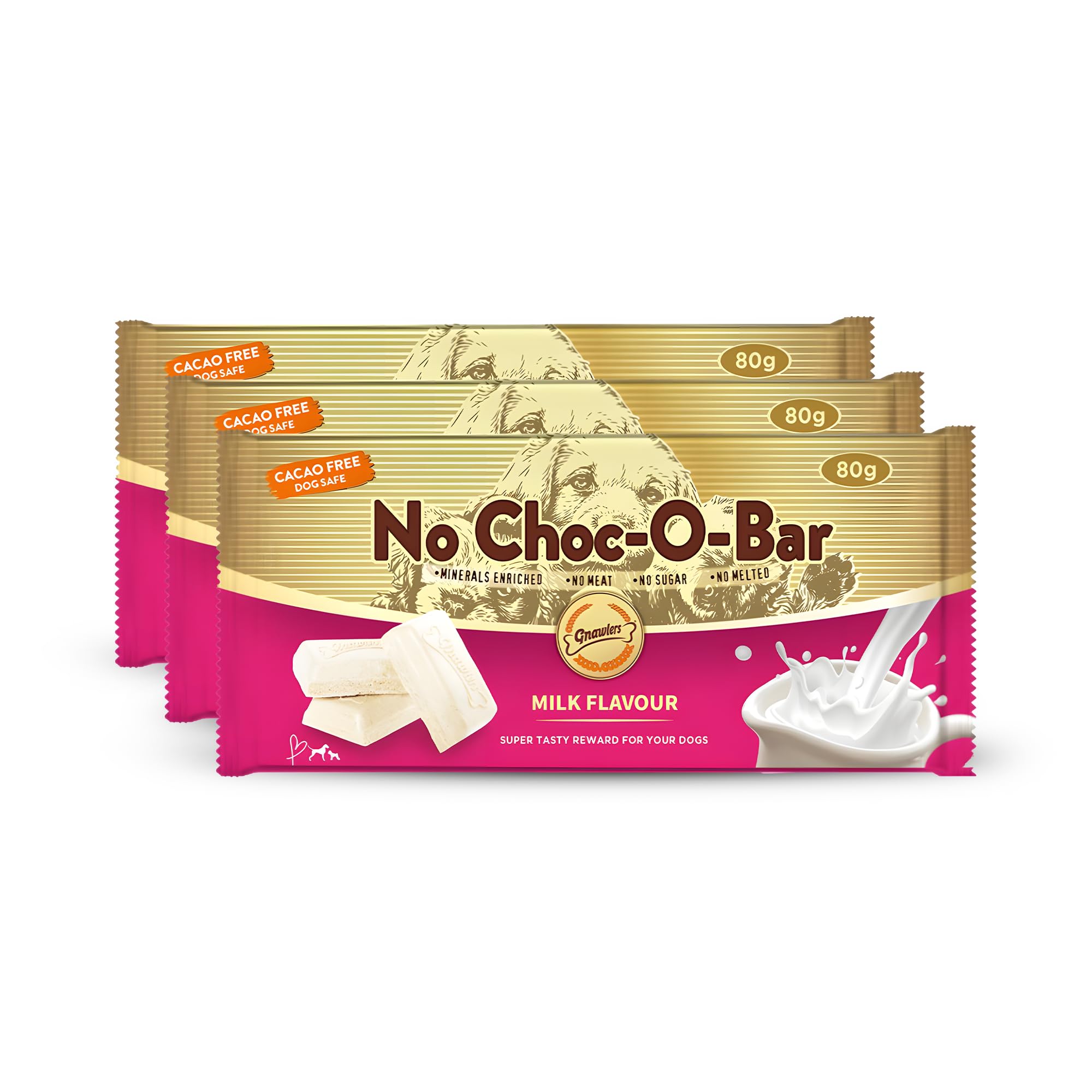 Gnawlers No Choco -O- Bar Dog Treats Milk Flavour, Treats for Your Dog That is Chocolate & Coco Free, No Meat, No Sugar and Never Melts with 27 Bites (Pack of 3) by Sniff N Licks