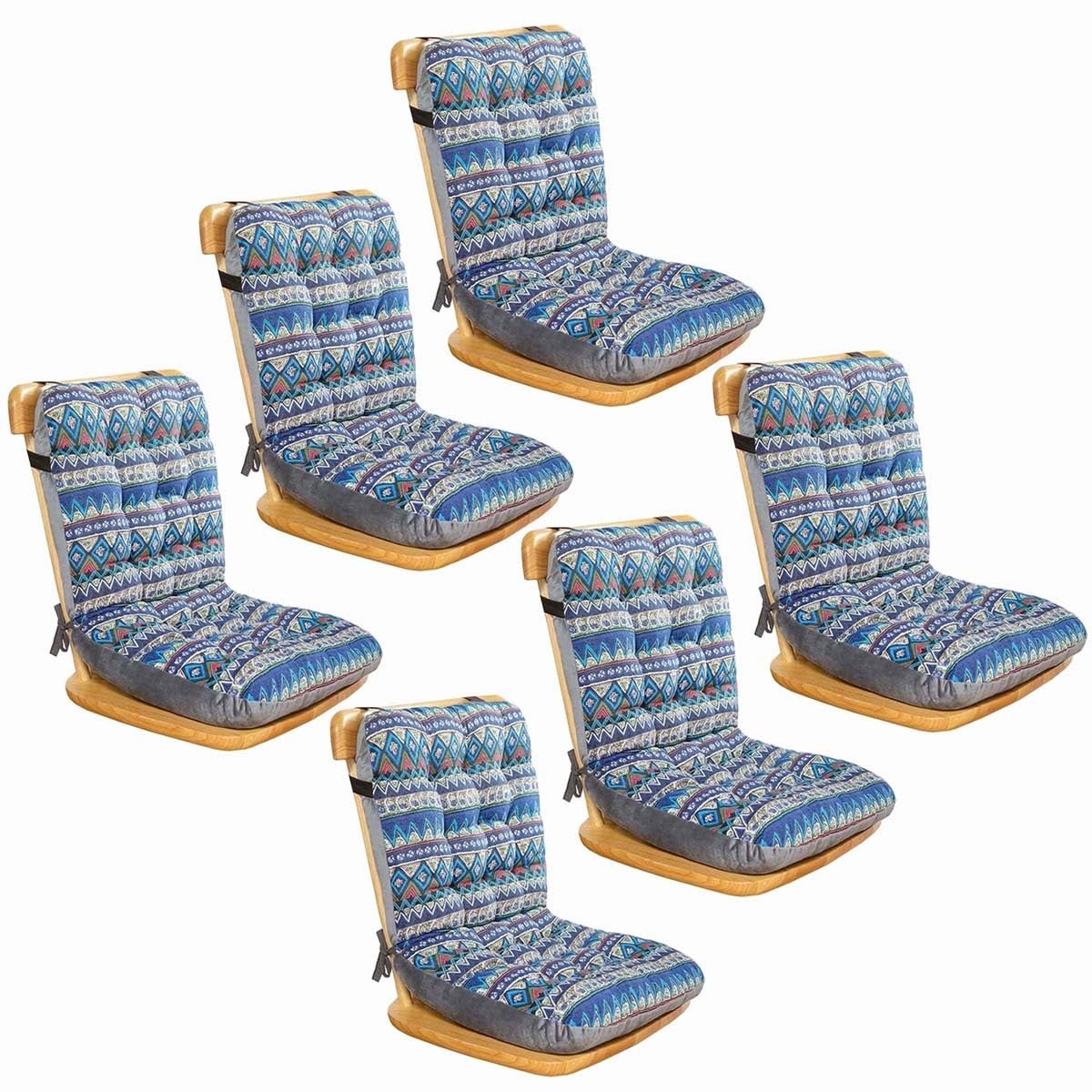 Set of 1/2/4/6 High Back Chair Cushions, Office Chair One-Piece Chair Pads with Ties Dining Room-Kitchen Thickened Chair Seat Cushion Outdoor/Indoor(Color:Color5,Size:L:42x33x45cm 6pcS) — image 1