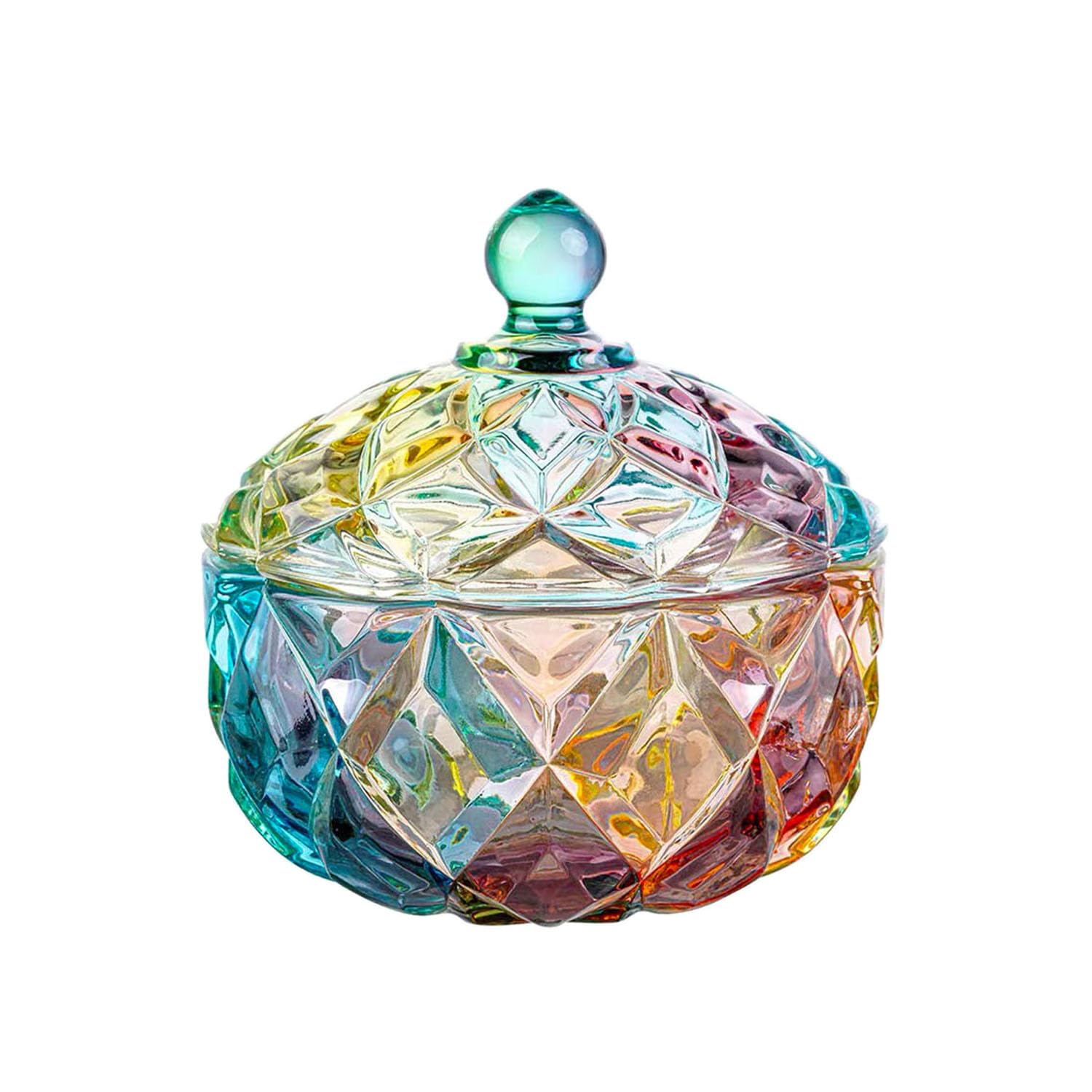 LUCKTE Embossed Clear Glass Apothecary Jar With Lids,Candy Jar Containers Wedding Candy Buffet Jars,Crystal Jewelry Box Glass Biscuit Jar Decorative Jars (color)