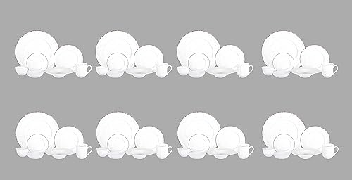 Miniatura 4 de Juego de vajilla barroca de gres (blanco, juego de 56 piezas)