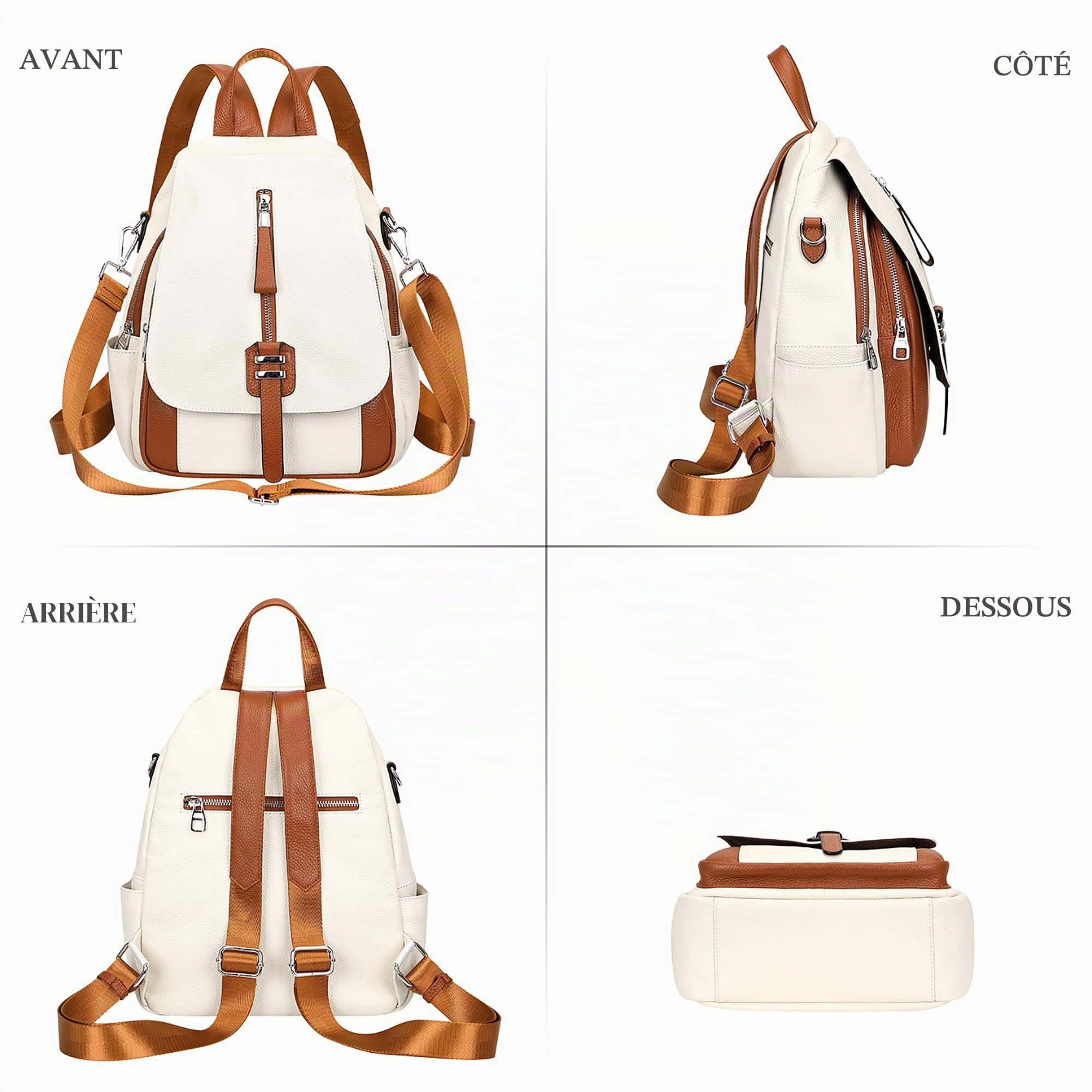 ALTOSY Sac à Dos Femme Cuir Veritable Pour Femme Sac à Bandoulière Convertible Avec Rabat à Boucle