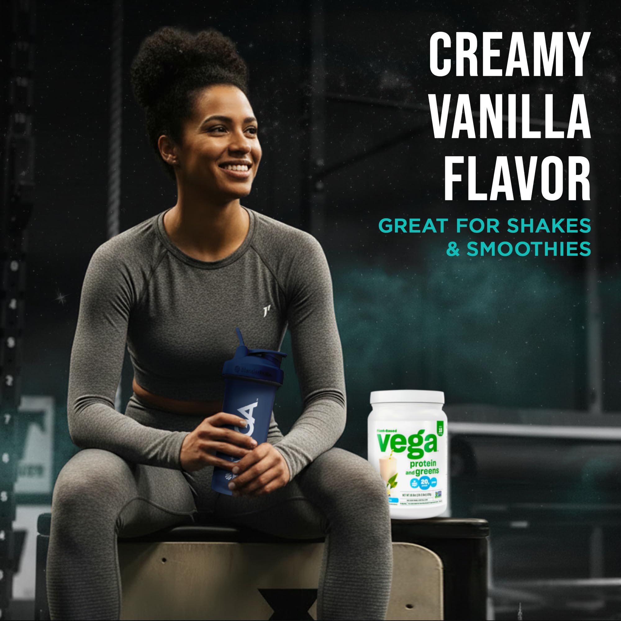 Vega Premium Protein + Supergreens, Vanilla – 20g Vegan Protein
