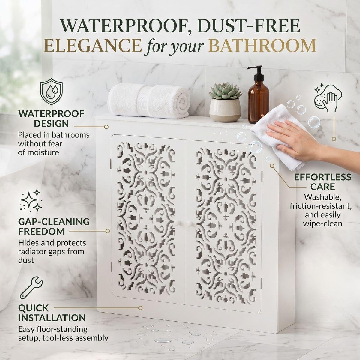 Cubre Radiadores Blanca, Cubierta de Radiador Decorativa con Doble Puerta