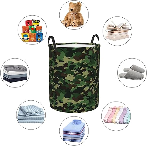 Miniatura 6 de Aniaml Camouflage Green print Circular Hamper Waterproof Storage Bin Organizer Basket Laundry Hamper With Handles For Clothes Toys Medium