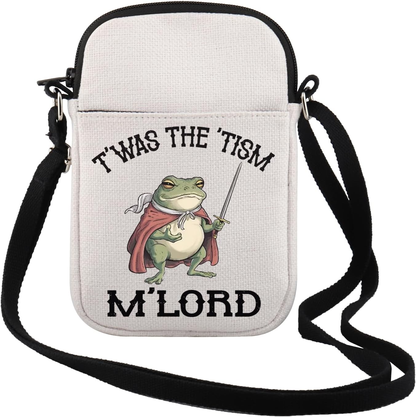 TSOTMO T'was The 'Tism Crossbody Bag Funny Autism Gift Frog With A Sword Medieval Knight Frog Weirdcore Meme Gift