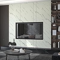 Vista 7 de Papel de contacto de mármol grueso de 17.7 x 354 pulgadas, papel tapiz texturizado de mármol blanco y gris, envoltura de vinilo 3D, impermeable