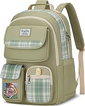Girls School Backpack,Cute Book Bag with Laptop Compartment for Teens Aesthetic Laptop Back Pack for Middle High School Students,Mochila para Niñas,Green