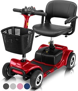 Vive 4-Wheel Mobility Scooter - Compact Heavy Duty for Seniors, Adults, Travel - Long Range Battery, Basket, Charger