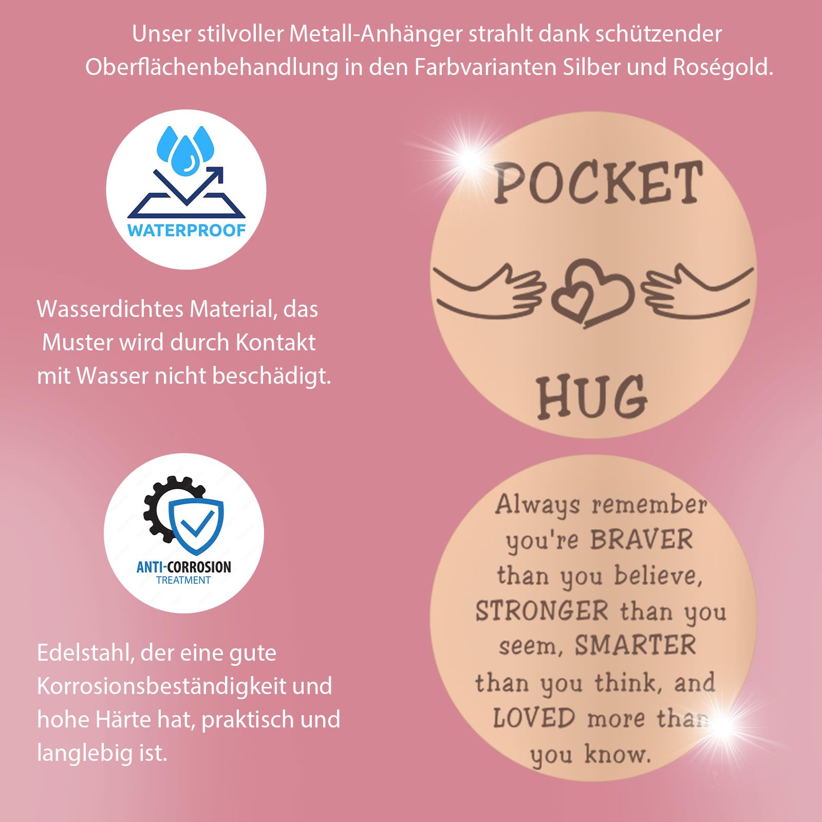 Pocket Hug Geschenk Pocket Hug Glücksschweinchen Gehäkelt - Mit Glücksbringer & Karte | Handmade Positivitäts-Geschenk Positiver Glücksbringer