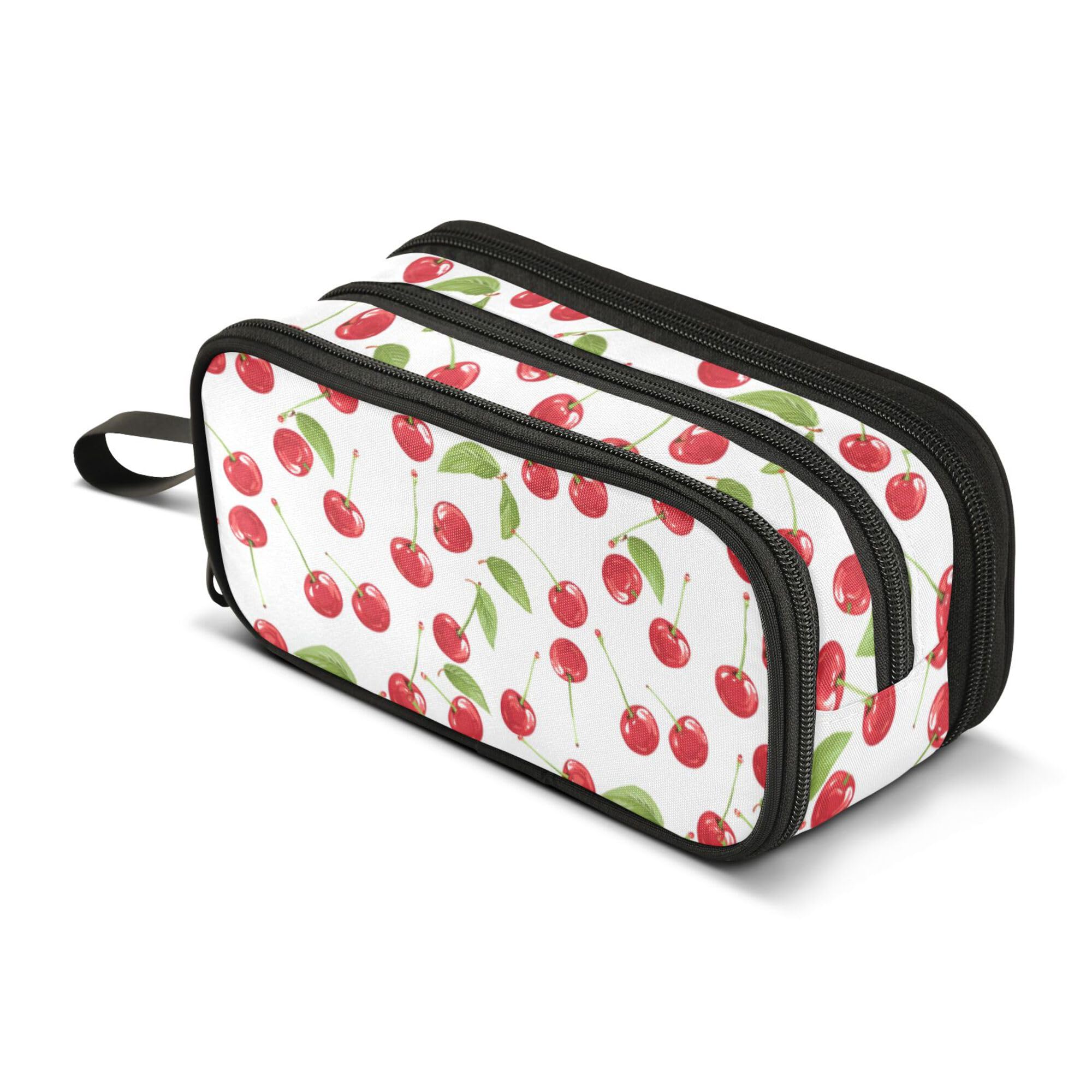 ALAZA Large Pencil Case, Big Capacity Pencil Bag Pen Pouch Holder 3 Compartments,Cherry School Office Supplies Stationery Makeup Bag Storage Organizer for Students Girls Boys Women Men — image 1