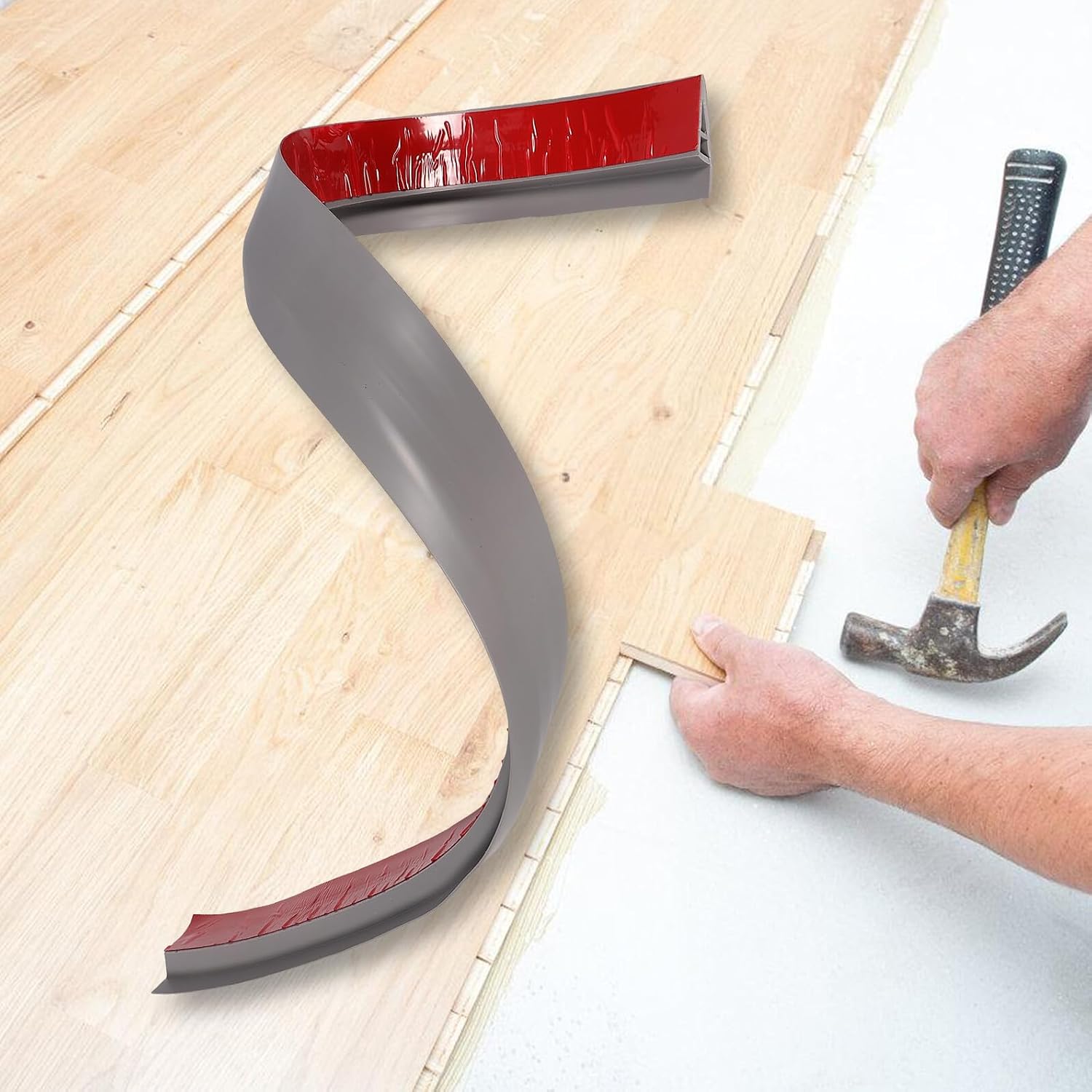 Alipis Self-Adhesive Floor Transition Strip Gray for Carpet to Tile Threshold, 1 Meter Long Flooring Edge Molding, Soft Sturdy Vinyl Trim for Doorways and Engineered Wood Flooring