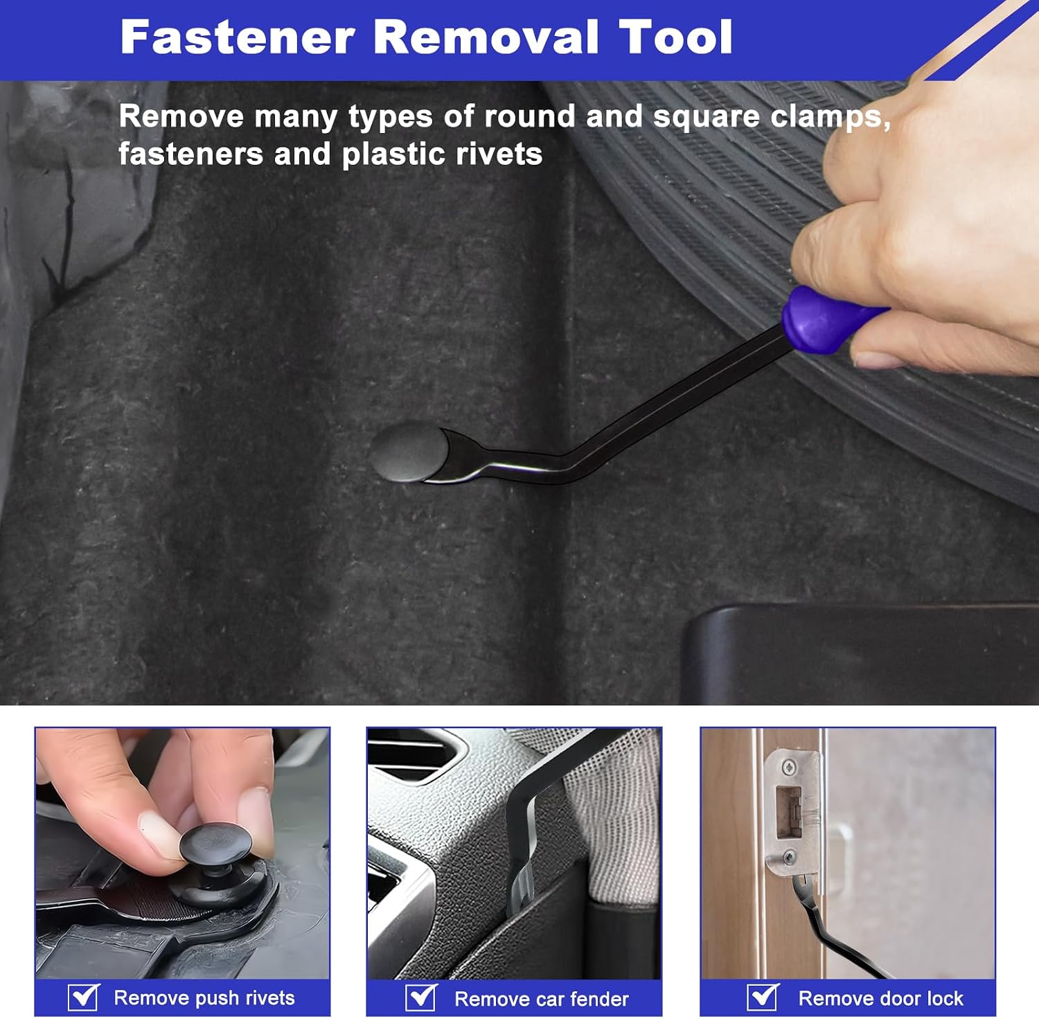 AXELECT 3 Pcs Auto Clip Pliers Fastener Remover Tool Car Clip Removal Tool Trim Rivet Removal Pry Tool Repair Kit with Storage Bag for Automotive Door Panel Upholstery Dashboard
