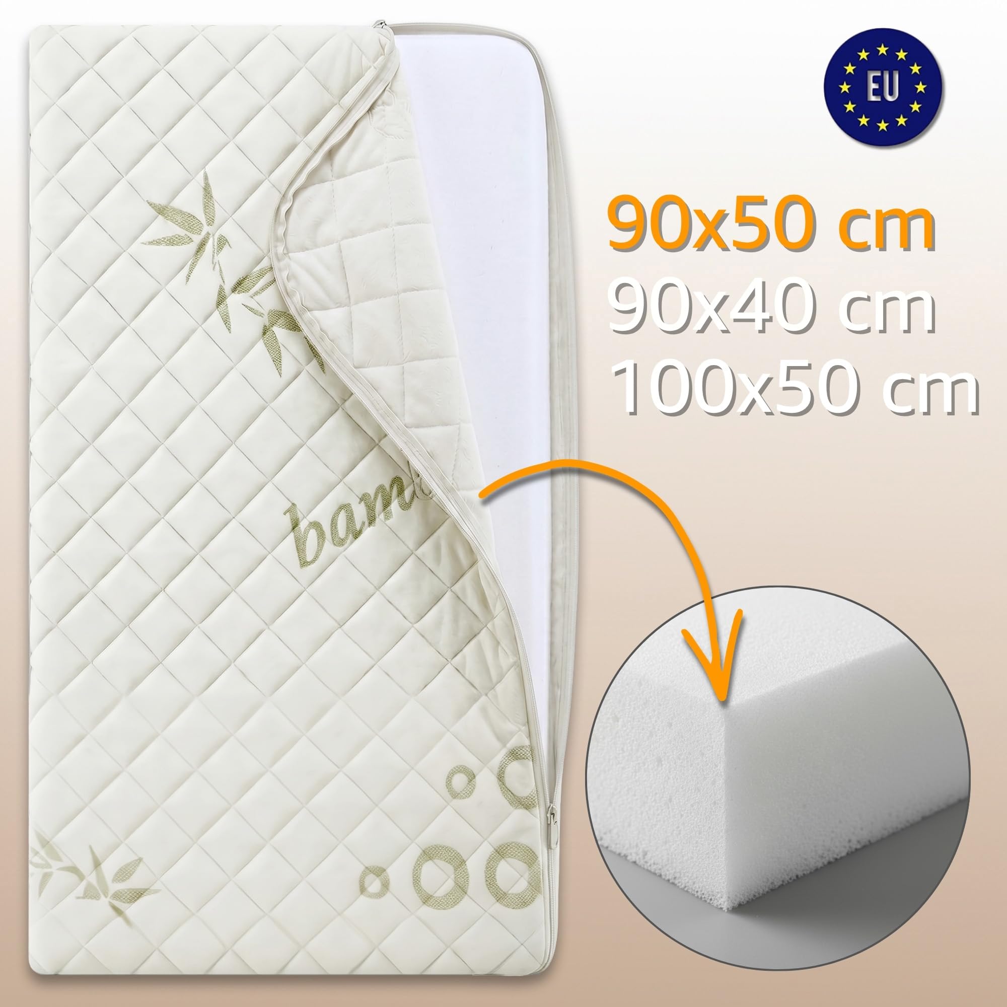 materacyk do gondoli prostokatny premium bamboo 90x50x4 t-1832