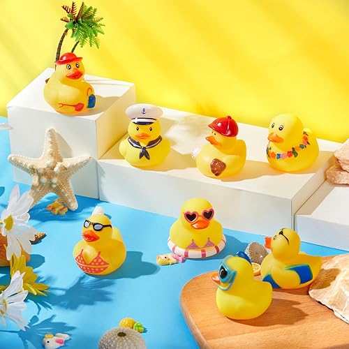 Miniatura 6 de 24 juguetes de pato de goma de verano, divertidos patos para apretar, suministros de fiesta, juguetes de pato, flotadores para baby shower, pato,