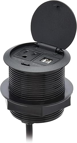 Miniatura 3 de Tripp Lite Safe-IT - Cubierta para cable de escritorio y protección contra sobretensiones, con ojales de alimentación, 1 toma de corriente + 2