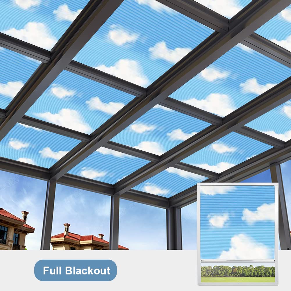 Tenda oscurante a nido d'ape motorizzata, ricaricabile, impermeabile, dimensioni personalizzate (Blue Sky 93021I, 110 x 120 cm), trattamento per finestre smart home