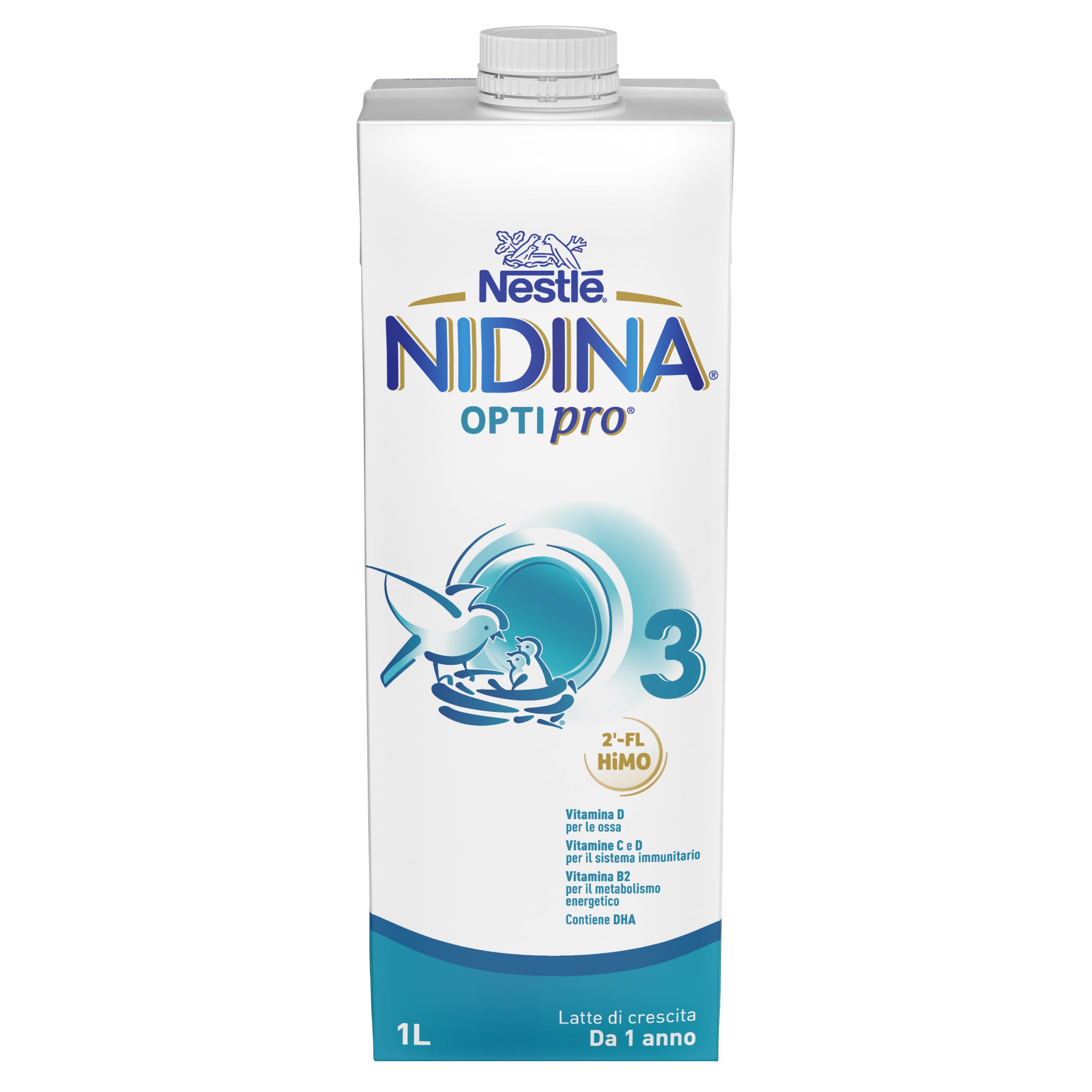 NESTLÉ NIDINA Optipro 3 Latte di Crescita Liquido per Bambini da 1 anno, 8 Brick da 1L (8L)