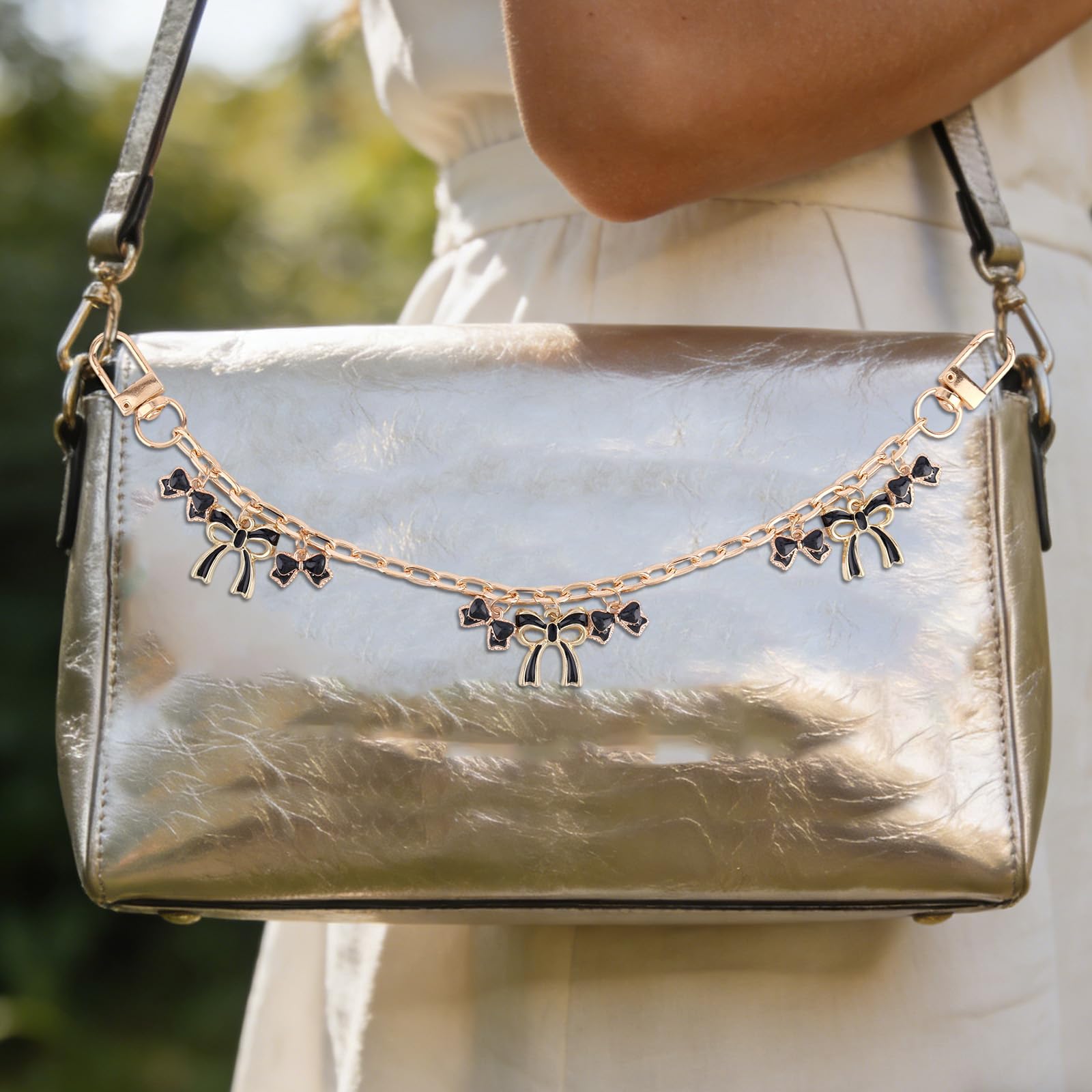 Amazon.com: Bag Charms for Handbags, Metal Bow Purse Chain 