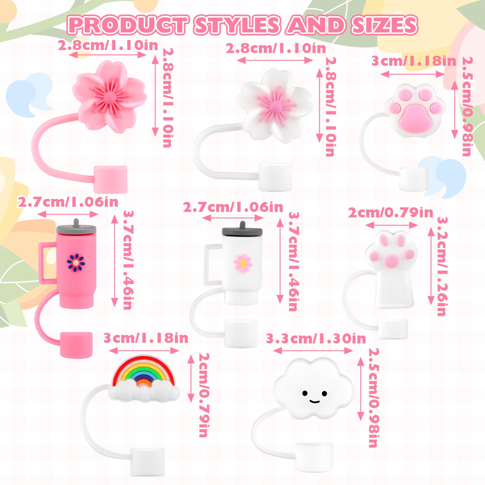 Stanley Cup Accessori Set, Set di 8 pezzi di accessori per la Stanley Cup, Stanley Cup Boots include tappo per la cannuccia, coperchio per la tazza, Adatto per tazze da 1200 ml