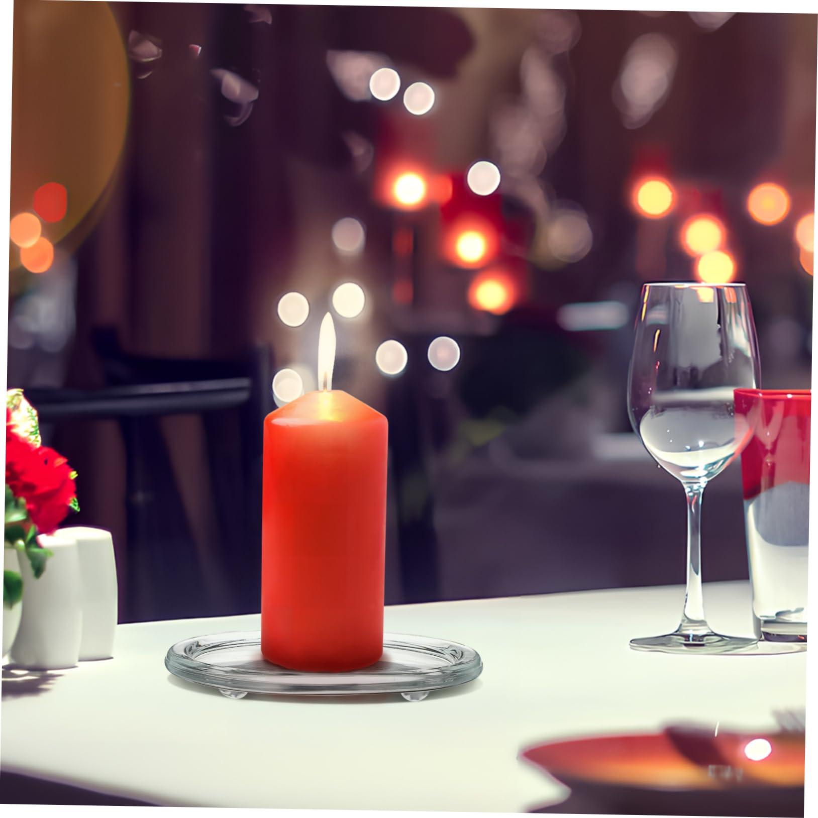 GARVALON Set 3 Pezzi Poggia Candele Rotondo in Vetro Raffinato e Decorativo per Cena, Matrimonio e Festa Design Curato e Funzione di Abbellimento