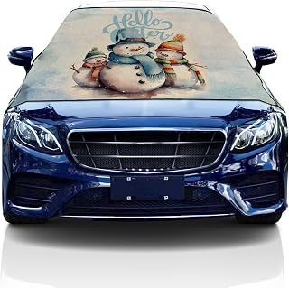 Windshield Cover for Ice and Snow, Car Windshield Snow Cover, Waterproof Oxford Snow Protector Covers with Side Mirrors Cover,Hand Drawn Christmas Snowmans Car Window Covers for Vans Suvs 57x47 Inch
