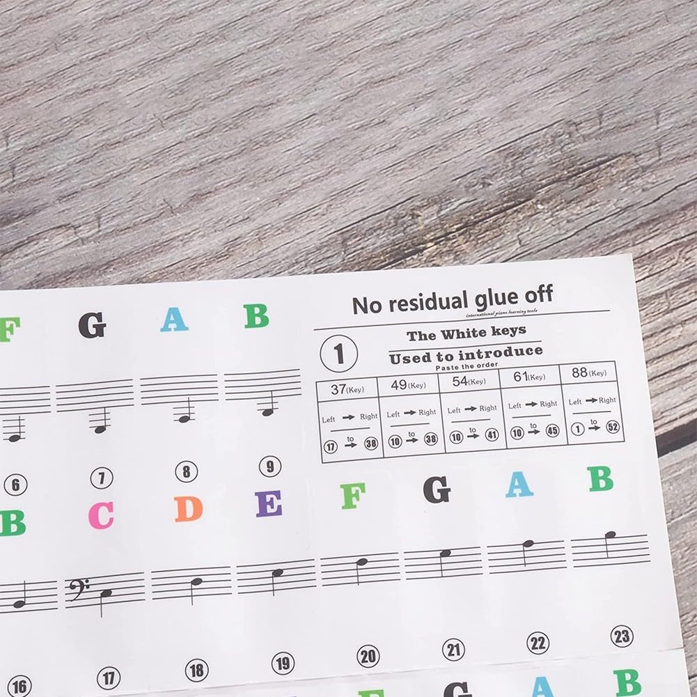 Autocollants pour clavier de piano avec 88/61/54/49/37 touches, faciles à enlever et à apprendre