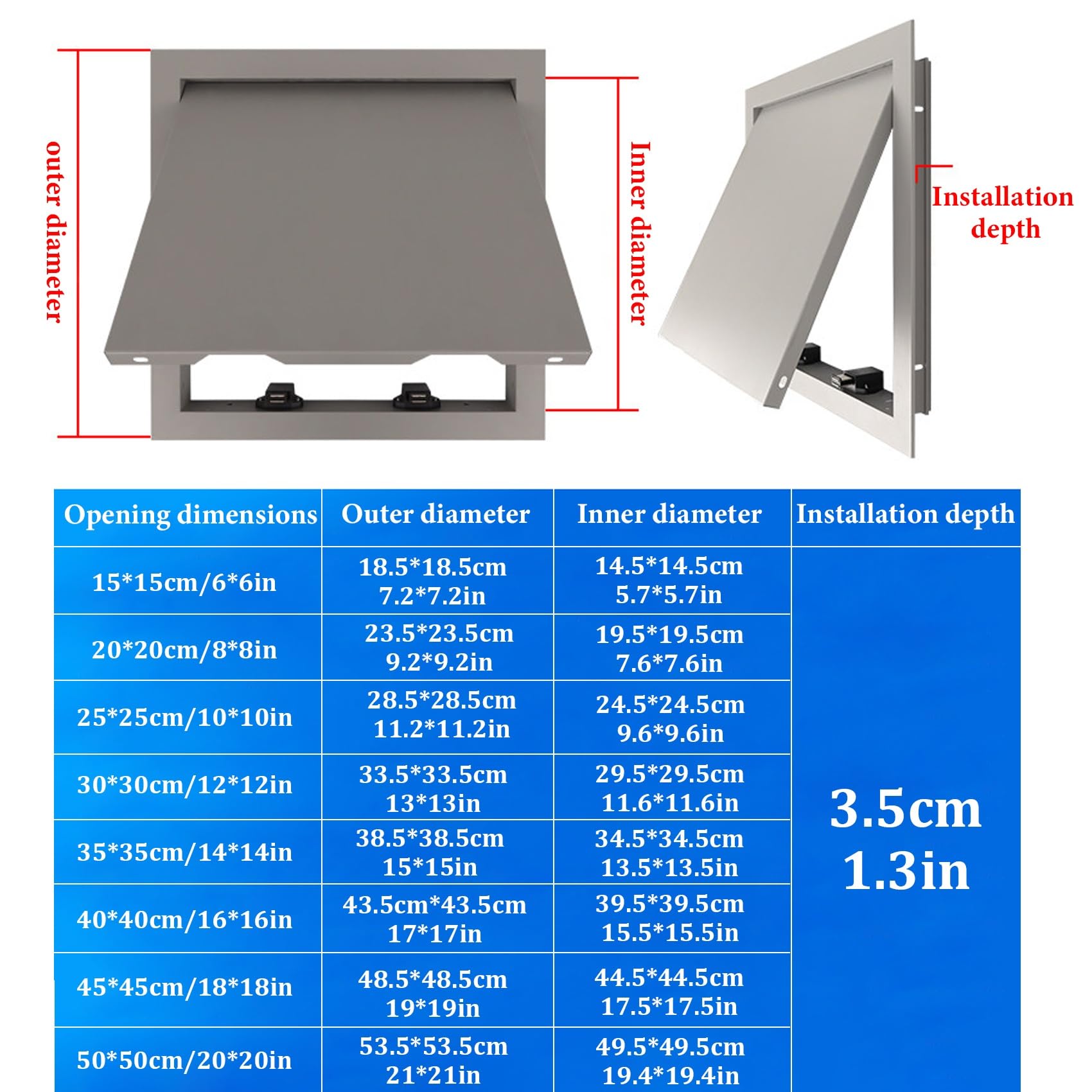 Genérico Puerta de Acceso de Aluminio magnética de presión para techos/Paredes de pladur y Tapas de inspección de ático