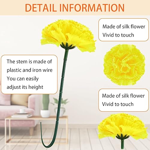 Miniatura 10 de Syhood 50 piezas de flores de caléndula del 4 de julio, decoraciones para el Día de los Caídos, flores patrióticas para decoración floral con