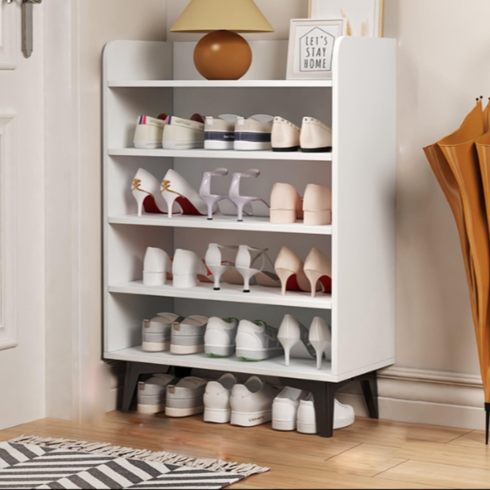 IvyLoutish Narrow Shoe Storage Cabinet Timeless Entryway Organizer for Foyer Corridor Durable Wooden Shoe Rack with Compact Design,Ideal for Home
