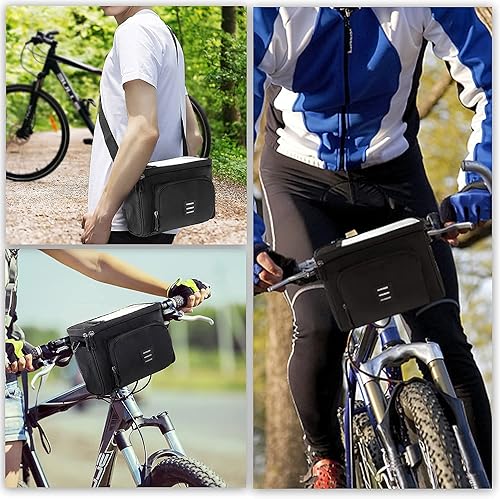 Miniatura 8 de Bolsa aislada para manillar de bicicleta, bolsa delantera para bicicleta, bolsa de almacenamiento impermeable con correa para pantalla táctil, bolsa