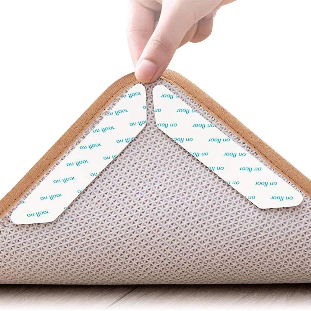 8 Pack Rug Grippers, Anti-Curling Washable Removable Mat Gripper Non Slip for Hardwood Floors and Tile