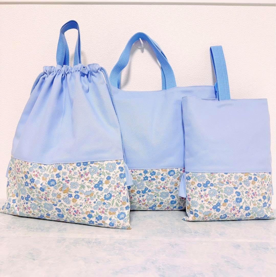 レッスンバッグ 上履き袋 入園 入学 セット お名前 刺繍 リボン 上履き