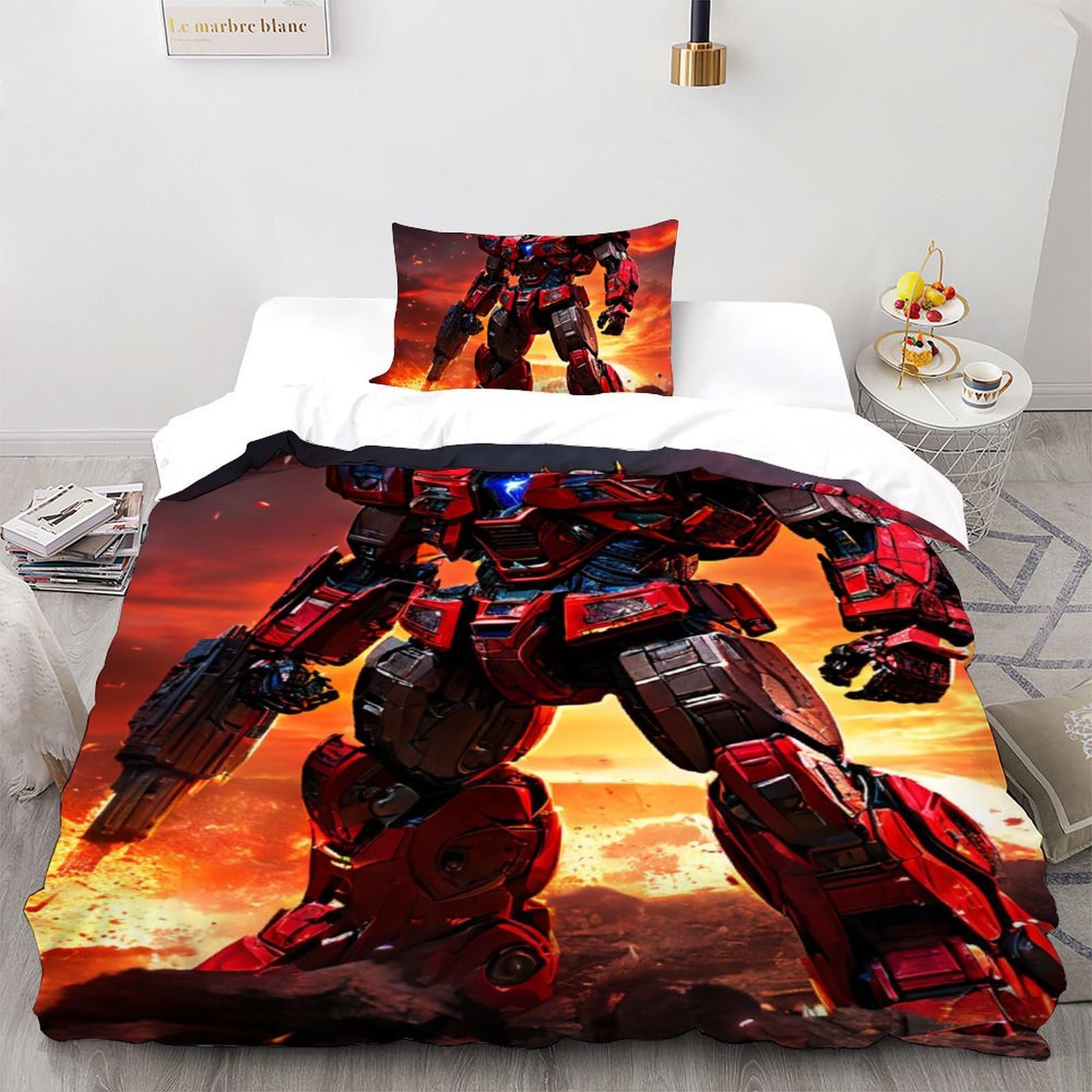 Housse de couette Mecha anti-plis parure de lit microfibre facile à laver lit 135x200