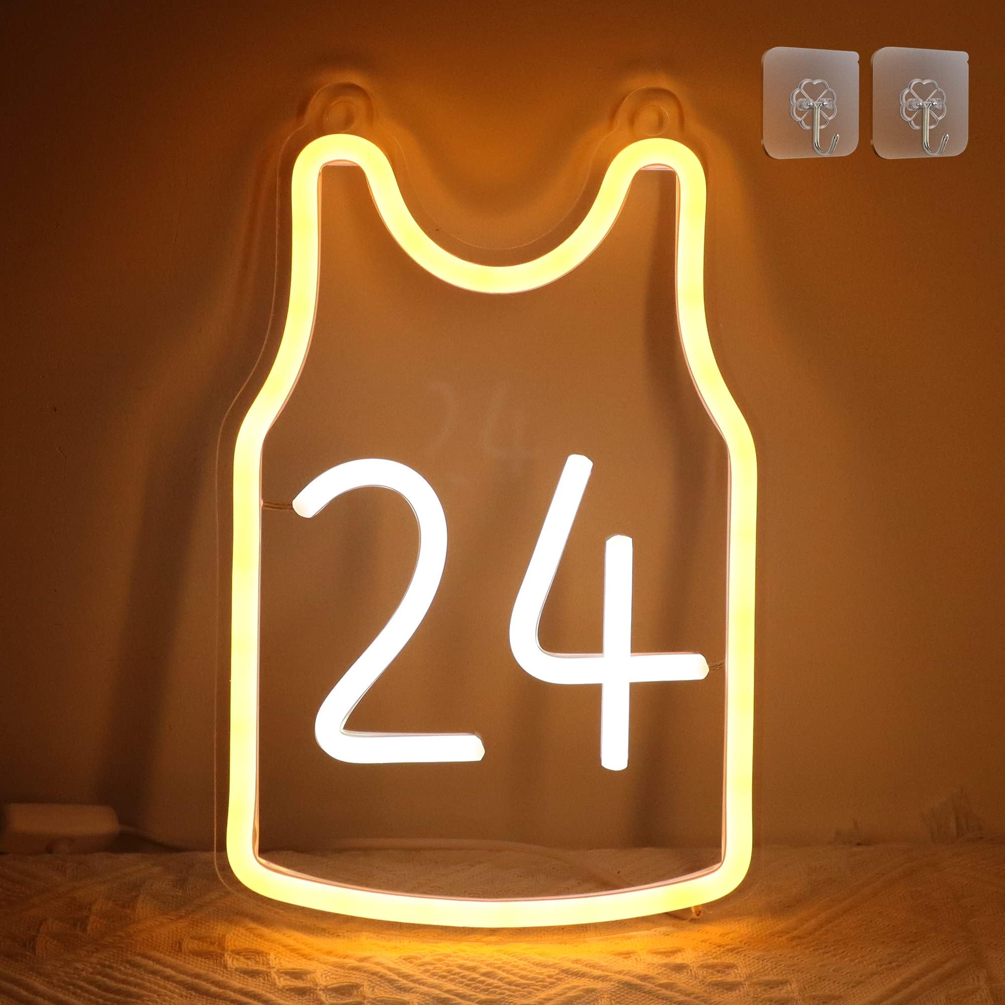 Attivolife Basketball Trikot Neonlichter, Spielernummernform, einheitliches gelbes und weißes Neonschild, Raum Dekor Beleuchtungslampe, Geburtstagsgeschenke für Sportliebhaber, Jungen Männer Teenager
