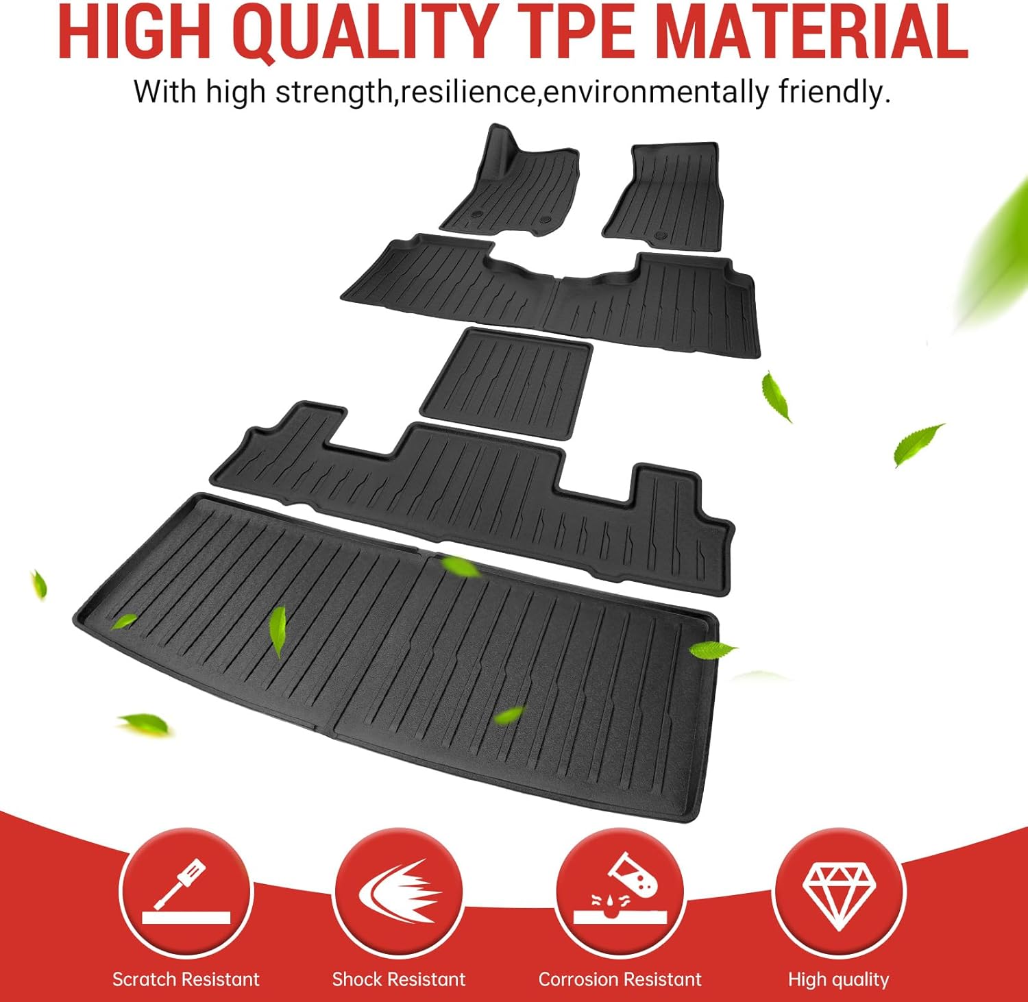 Cargo Mat Floor Mat Fit for Chevy Tahoe 2022-2025 7-Seater Floor Liner Cargo Liner for 2024 Chevrolet Tahoe Accessories(Cargo Mat+Floor Mat, 22-25 Tahoe 7-Seater)