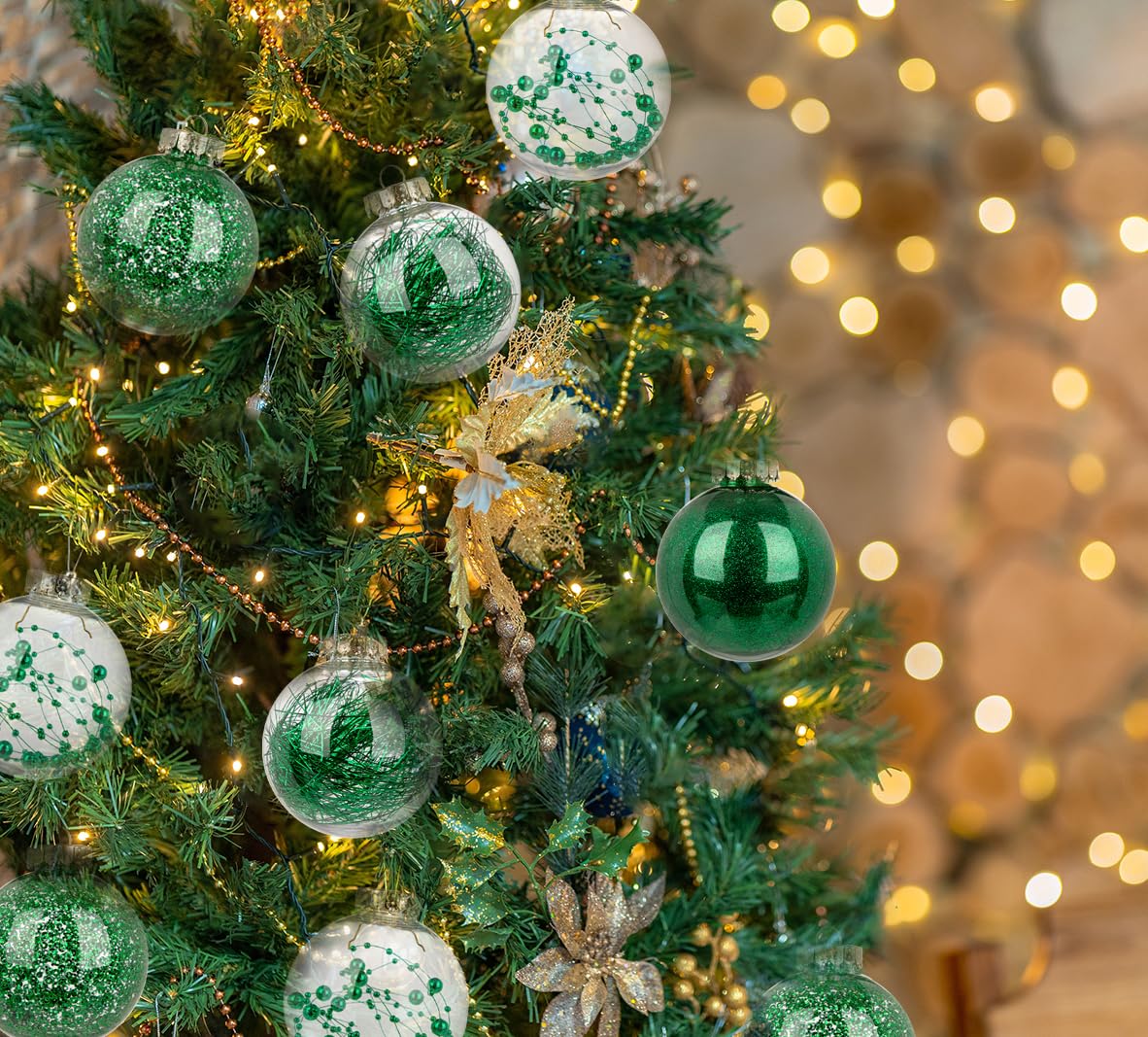 12 Palline Di Natale Grandi In Velluto 10 Cm – Ornamenti Infrangibili Per Albero In Rosso, Verde E Bianco – Decorazioni Feste