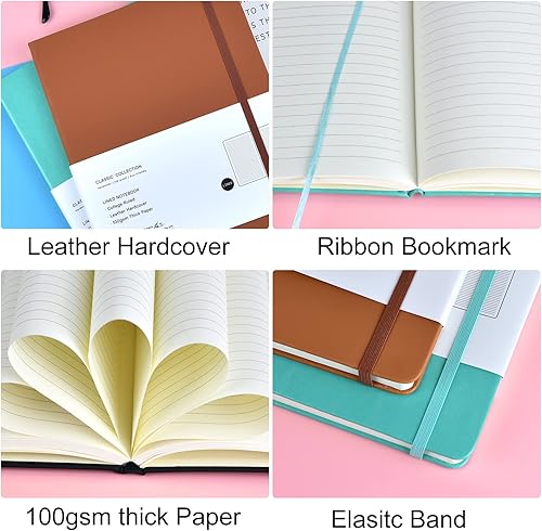 Vista 3 de Coopay Paquete de 6 cuadernos B5, cuadernos de composición con reglones universitarios, diarios clásicos de tapa dura para oficina, hogar, escuela