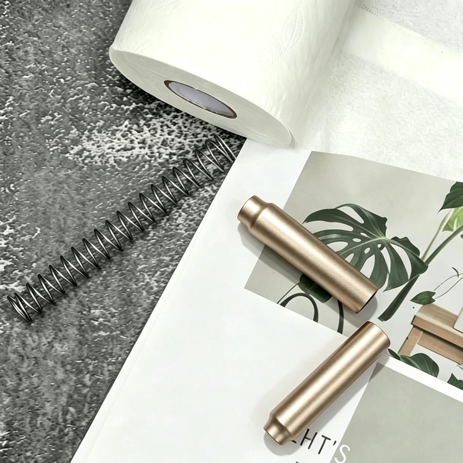 CAPHONT 2 Pcs Toilet Paper Holder Roller Replacement Stainless Steel Adjustable Toilet Tissue Roll Spring Rod Replacement Spindle Fit for Bathroom Tissue Holder, Champagne — Amazon image 7
