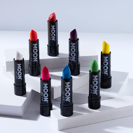 Moon Glow Neon UV Lipstick Intense Pastel Colours Bright Neon Lipstick Glow Under UV Radiation (Pack of 16 (1 Piece))