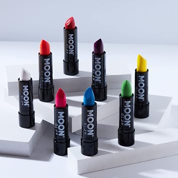 Moon Glow Neon UV Lipstick Intense Pastel Colours Bright Neon Lipstick Glow Under UV Radiation (Pack of 16 (1 Piece))