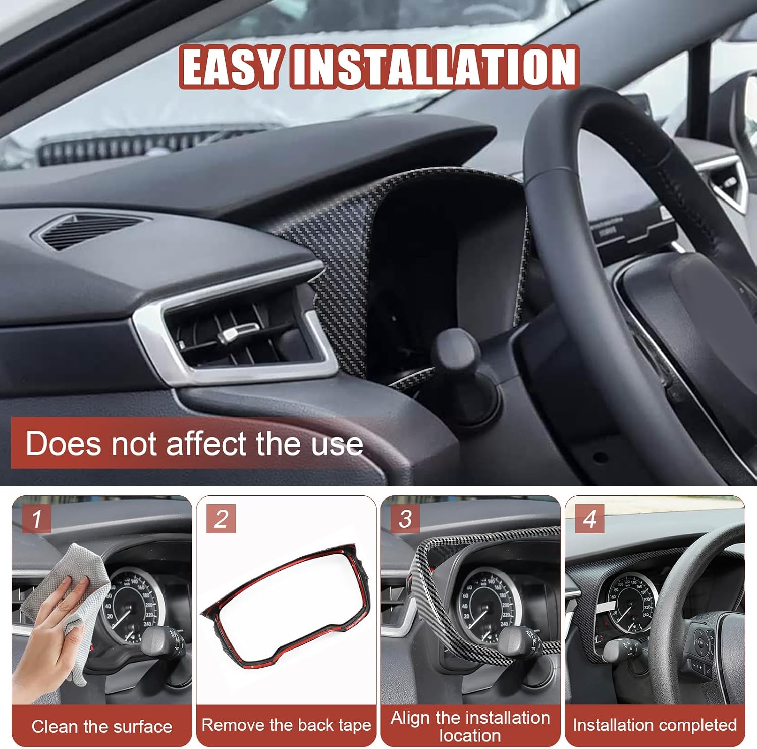 Carbon Fiber Dashboard Panel Cover Compatible with Toyota Corolla 2020–2026 & Corolla Hatchback 2019–2026