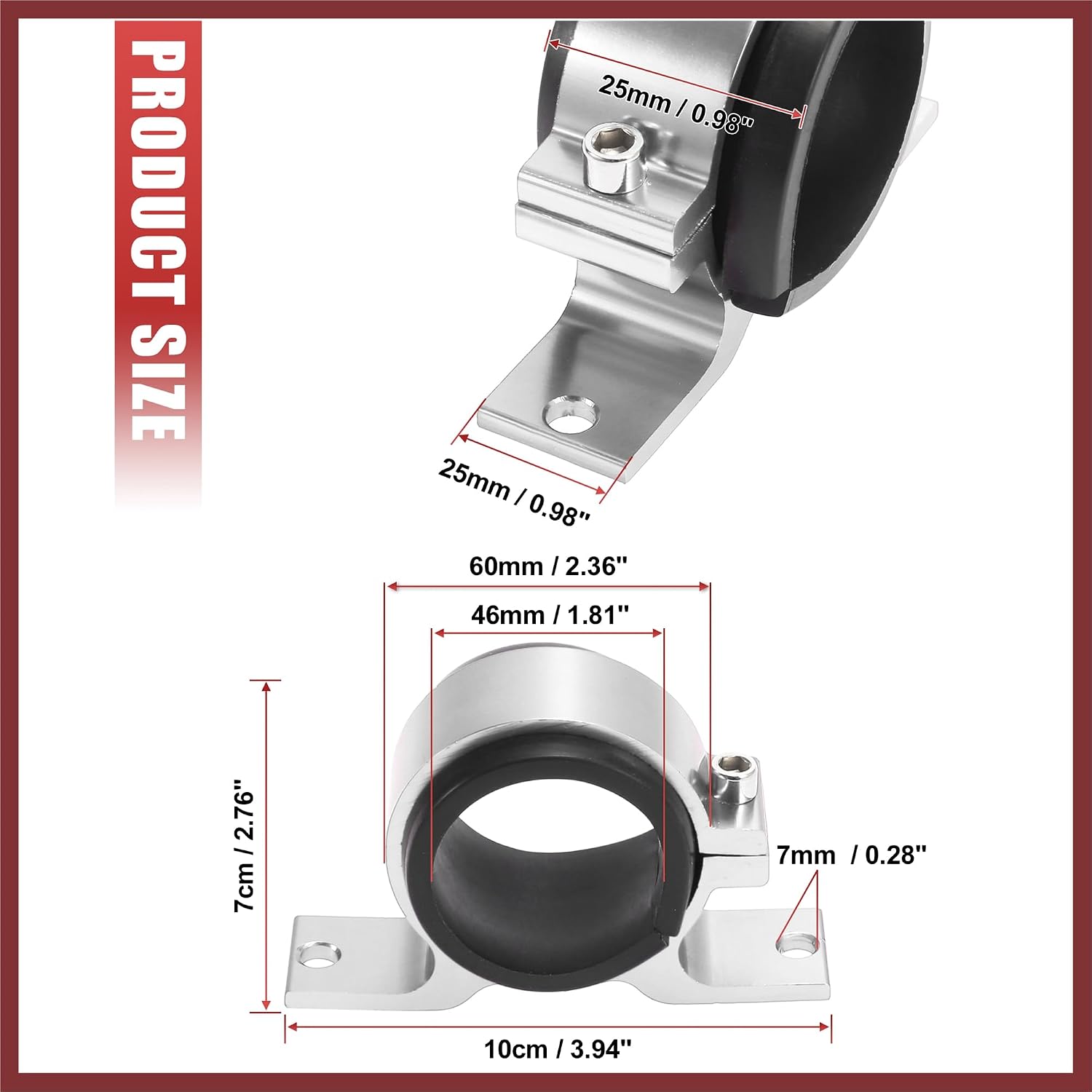 Car Oil Fuel Gas Pump Mounting Bracket 46mm Single Clamp Cradle Aluminum Alloy Silver Tone Replace Parts