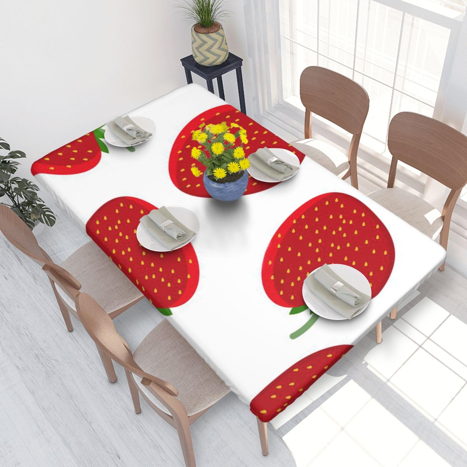 BNVSADC Strawberry Printed 4FT Tablecloth 122x76 CM Polyester Kitchen Water Resistant Table Cloth Dining Table Decoration Table Covers