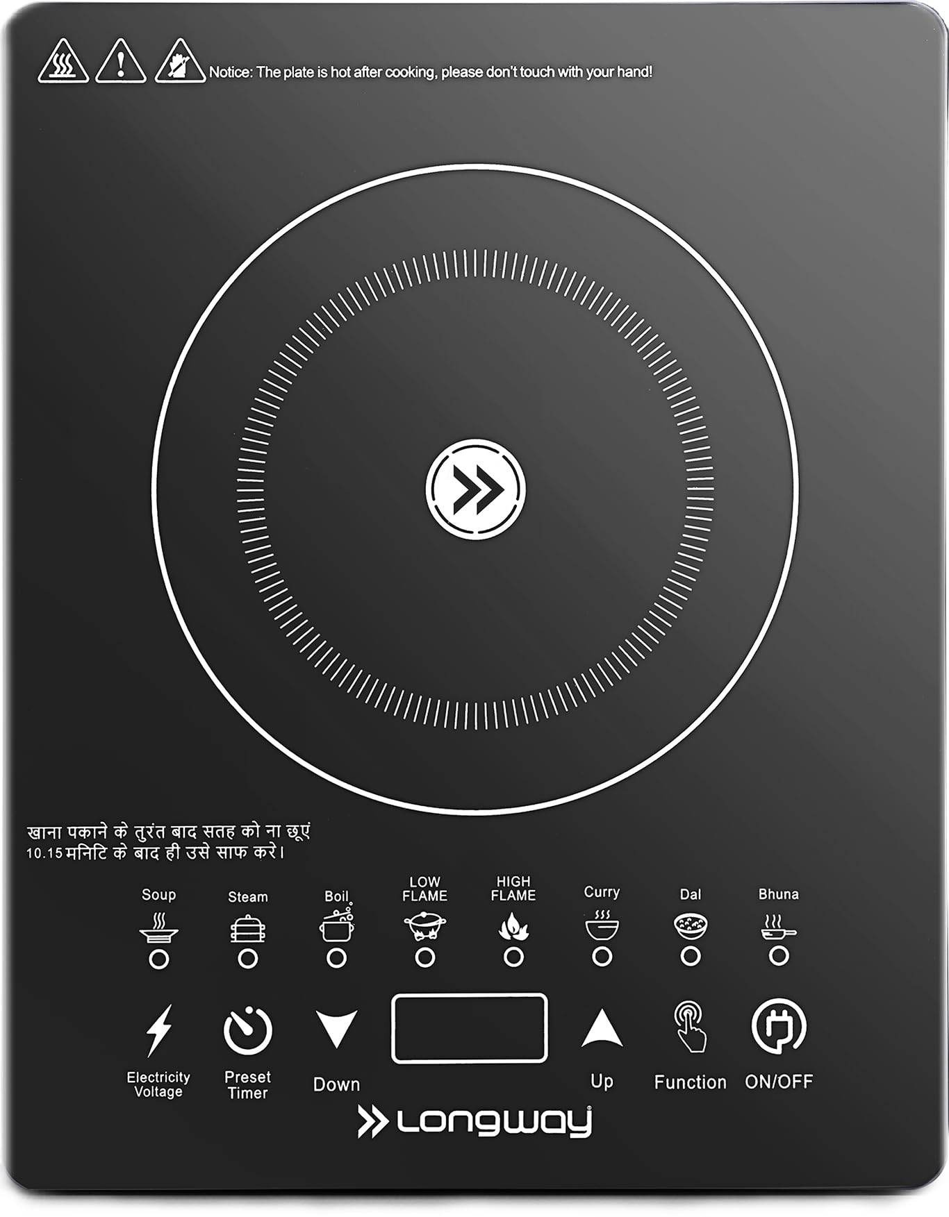Longway Touchcook IC 2000 Watt Induction Cooktop with Auto Shut-Off & Over-Heat Protection | 1-Year Warranty | (Black, Touch Button)