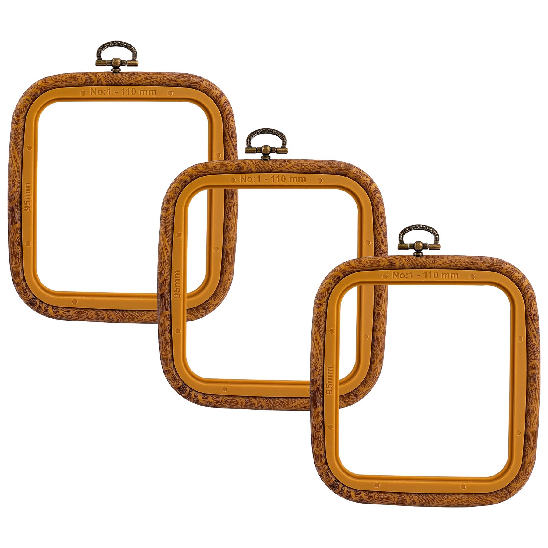 Framendino, 3 Pack Imitation Wood Embroidery Hoops Cross Stitch Craft Hoop Frame for Birthday 3.74"x4.33"