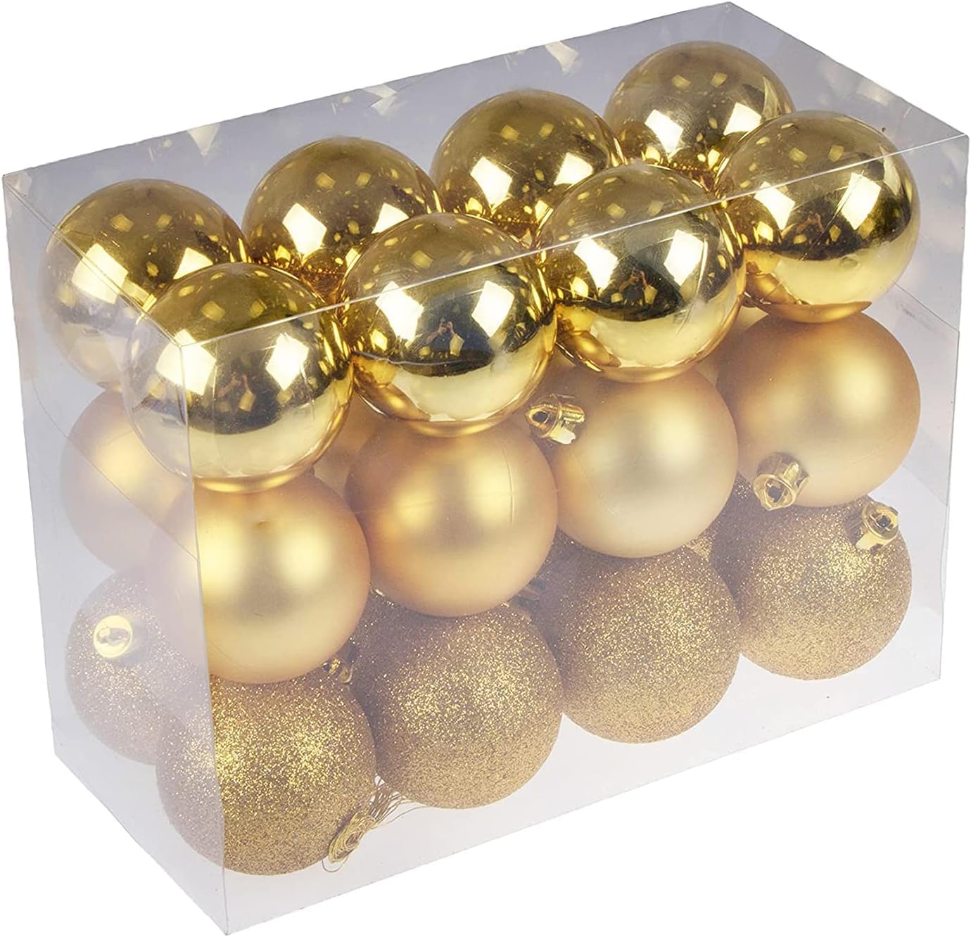 DITK-U 24Pcs Christmas Baubles 3cm Matte Glitter Christmas Balls Xmas Tree Ornaments Tree Decoration Shiny for Small Shatterproof Hanging Ball Baubles (Gold)