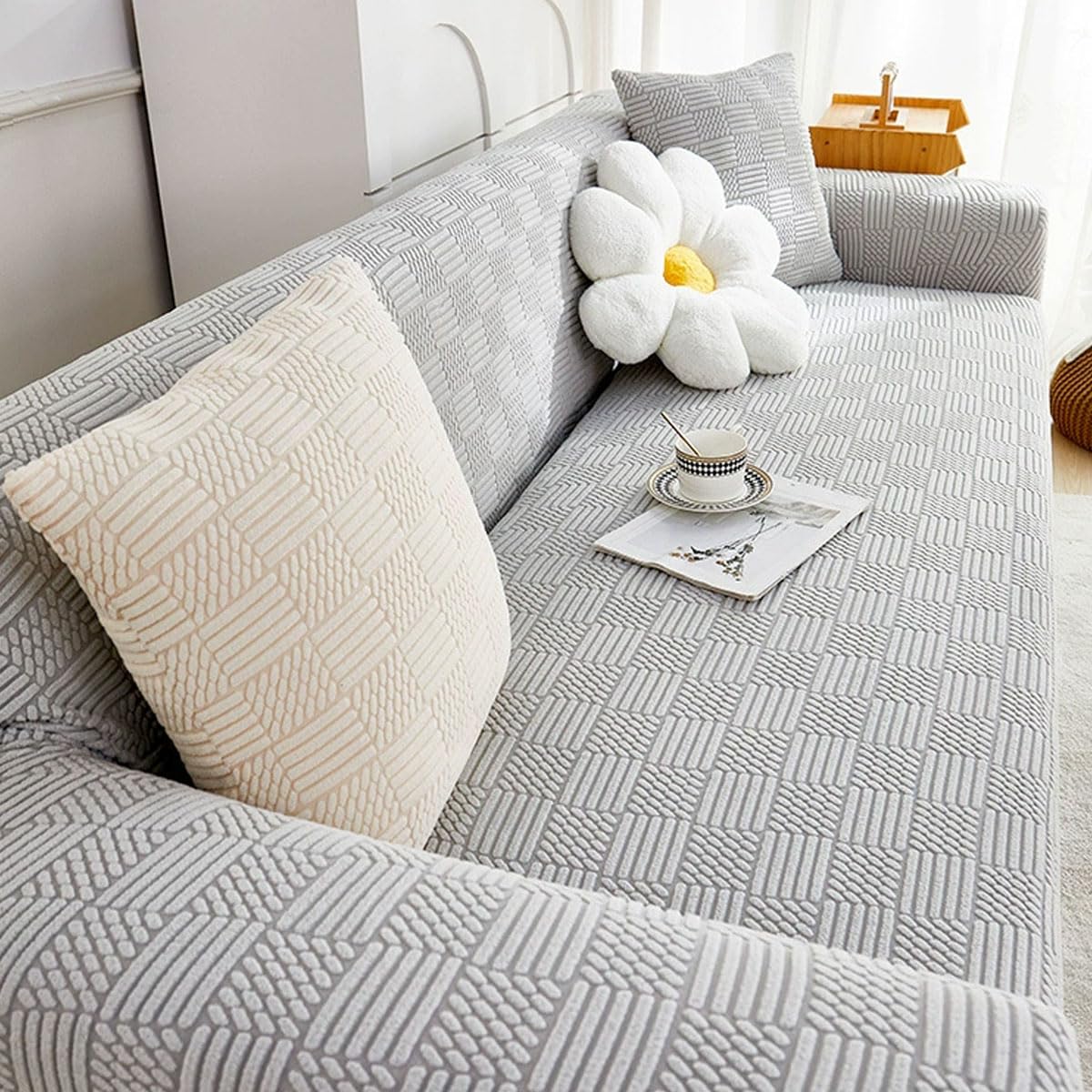 Qqwbhj J Sofa Cover Stretch 1 2 3 4 Seater Non Slip Couch Covers Anti Slip Thickened Sofa Slipcovers All-Inclusive Sofa Slipcover Polyester Spandex Furniture Protector(Size:4 Seater (235-300Cm),Color:j)