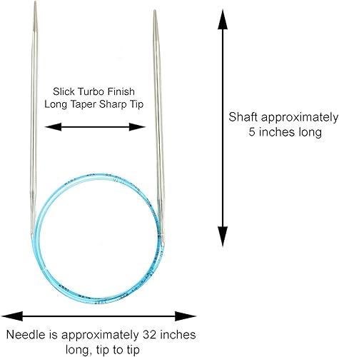 Miniatura 10 de addi Rocket Lace Turbo - Aguja de tejer circular US 1 (0.098 in), acabado liso y liso, puntas afiladas cónicas largas, juntas suaves, cordón azul