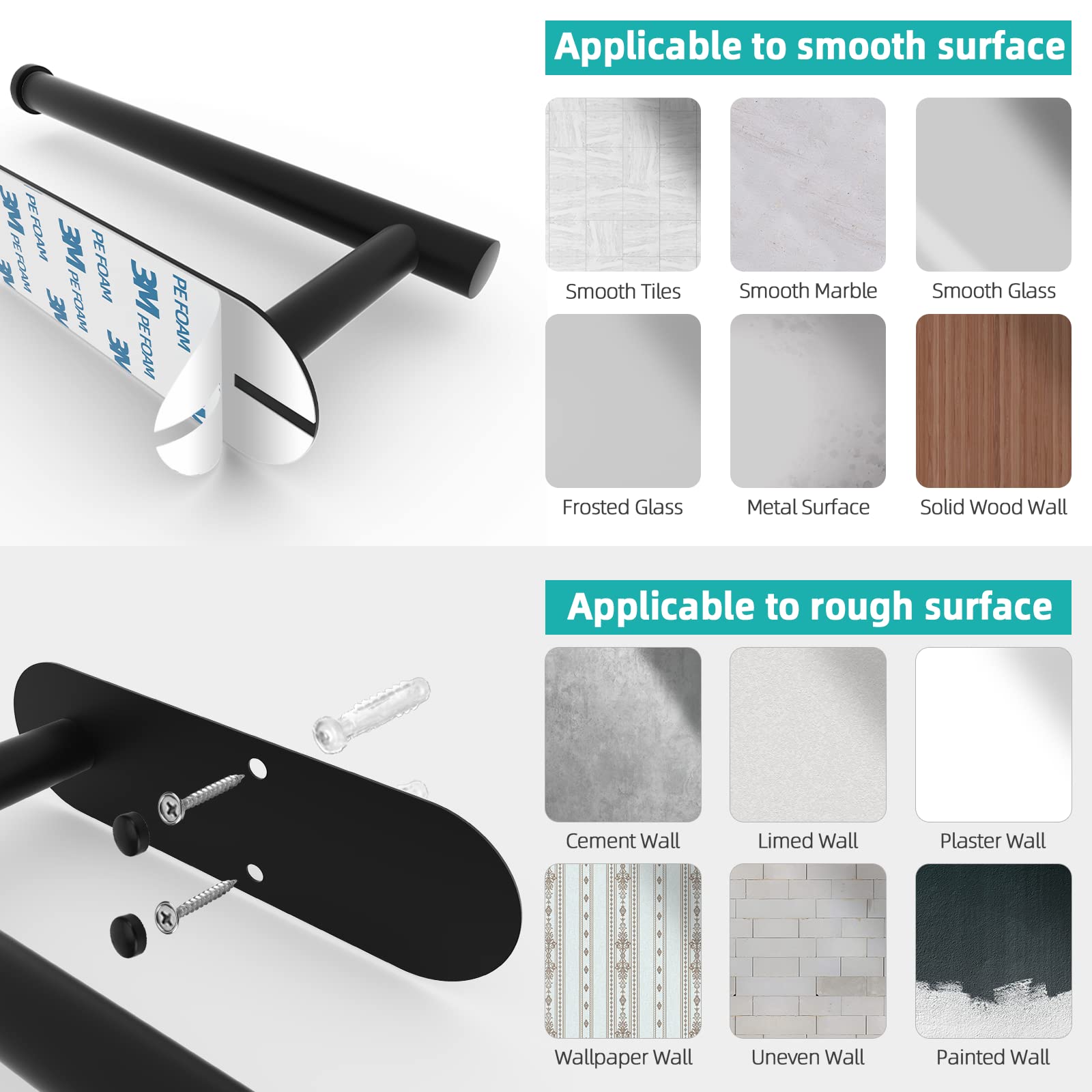 Porte Sopalin Mural Adhésif TENXSNUG - Acier Inoxydable Réglable 19.5-35cm - Support Essuie-tout Cuisine/Salle De Bain - Argenté